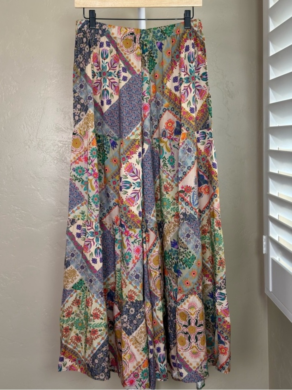 NATURAL LIFE patchwork patti palazzo pants size large wide leg boho folklore NEW